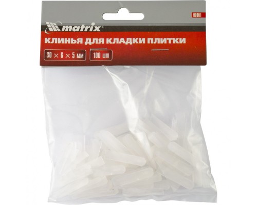 Клинья, 30 х 6 х 5мм, для кладки плитки, 100 шт Matrix Клинья, 30 х 6 х 5мм, для кладки плитки, 100 шт Matrix
