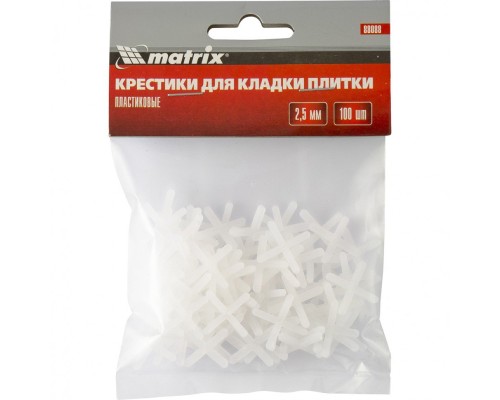 Крестики, 2.5 мм, для кладки плитки, 100 шт Matrix Крестики, 2.5 мм, для кладки плитки, 100 шт Matrix