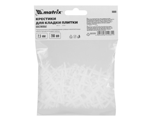 Крестики, 2.5 мм, для кладки плитки, 200 шт Matrix Крестики, 2.5 мм, для кладки плитки, 200 шт Matrix