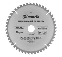 Пильный диск по дереву, 235 х 32 мм, 48 зубьев, кольцо 30/32 Matrix Professional