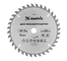 Пильный диск по дереву, 185 х 20 мм, 36 зубьев, кольцо 16/20 Matrix Professional
