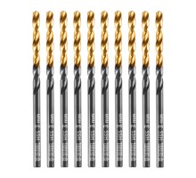 Сверло по металлу, 3 мм, HSS-Tin, Golden Tip, 10 шт. Denzel