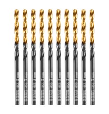 Сверло по металлу, 3 мм, HSS-Tin, Golden Tip, 10 шт. Denzel