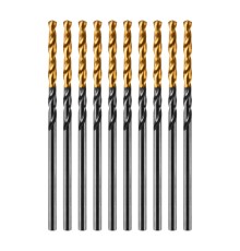 Сверло по металлу, 2 мм, HSS-Tin, Golden Tip, 10 шт. Denzel