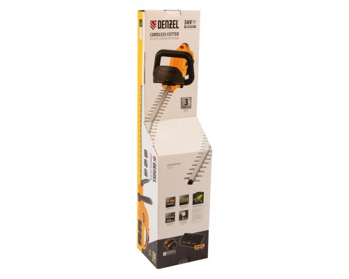 Кусторез аккумуляторный RBC510-36, Li-ion, 36 В, 4 Ач, нож 510 мм, поворотная ручка Denzel Кусторез аккумуляторный RBC510-36, Li-ion, 36 В, 4 Ач, нож 510 мм, поворотная ручка Denzel