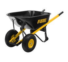 Тачка строительная, усиленная, объем 140 л, 250 кг, двухколесная, колесо 15х6.00-6// Denzel