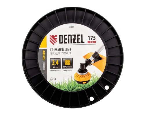 Леска для триммера квадрат, 2,4мм х 175м, на DIN катушке FLEX CORD// Denzel Леска для триммера квадрат, 2,4мм х 175м, на DIN катушке FLEX CORD// Denzel