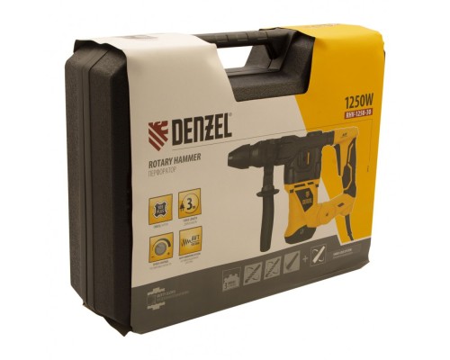 Перфоратор электрический RHV-1250-30, SDS-plus, 1250 Вт, 5 Дж, 3 плюс 1 режим Denzel