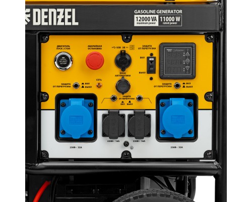 Генератор бензиновый PS-120EA, 12 кВт,230 В, 40л, разъём ATS,эл.старт Denzel Генератор бензиновый PS-120EA, 12 кВт,230 В, 40л, разъём ATS,эл.старт Denzel