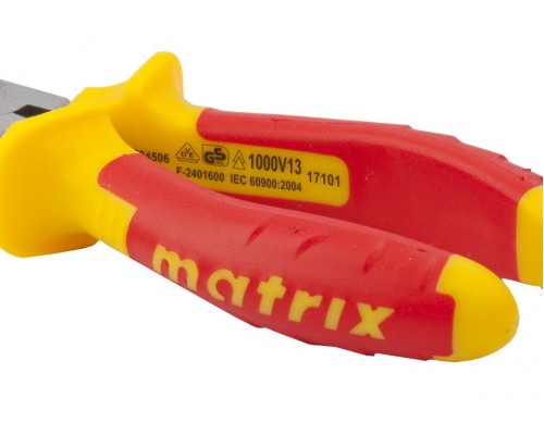 Длинногубцы прямые Insulated, 160 мм, двухкомпонентные рукоятки Matrix Professional Длинногубцы прямые Insulated, 160 мм, двухкомпонентные рукоятки Matrix Professional