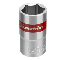 Головка торцевая, 16 мм, шестигранная, CrV, под квадрат 1/2, хромированная Matrix