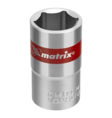 Головка торцевая, 16 мм, шестигранная, CrV, под квадрат 1/2, хромированная Matrix