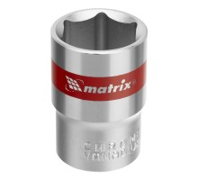 Головка торцевая, 19 мм, шестигранная, CrV, под квадрат 1/2, хромированная Matrix