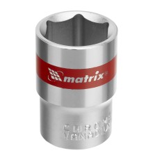Головка торцевая, 19 мм, шестигранная, CrV, под квадрат 1/2, хромированная Matrix