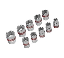 Набор торцевых головок 3/8", 6 гранные, CrV, 8-19мм, 10 штук Matrix
