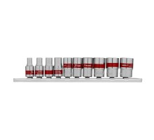 Набор торцевых головок, 1/4", 12 гранные, CrV, 4-13мм, 10 штук Matrix
