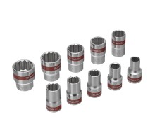 Набор торцевых головок, 1/2", 12 гранные, CrV, 10-24мм, 10 штук Matrix