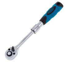 Ключ-трещотка телескопический 1/4", 150-200 мм, CrV, 72 зуба, с быстрым сбросом, хром Gross