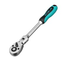 Ключ-трещотка шарнирный 1/4", СrV, 72 зуба, с быстрым сбросом, матовый хром Stels