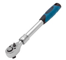 Ключ-трещотка телескопический 1/2", 305-445 мм, CrV, 72 зуба, с быстрым сбросом, хром Gross