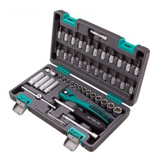 Набор инструментов, 1/4", Cr-V, S2, усиленный кейс, 47 предметов Stels