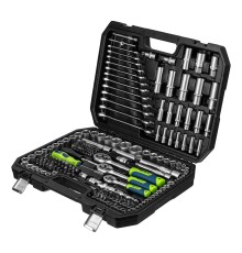 Набор инструментов, 1/2", 3/8", 1/4", пластиковый кейс 215 предм. Сибртех