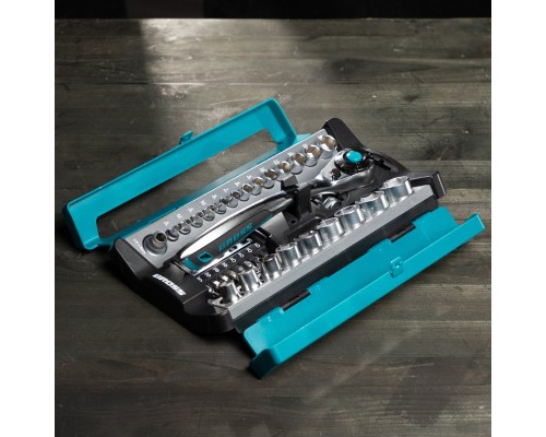 Набор торцевых головок, трещотка 120 зубьев, 1/2", 1/4", CrV, 41 предмет Gross