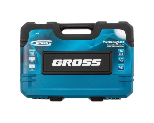 Набор инструментов, 1/4", 1/2", CrV, 120 зубьев, 76 предметов Gross Набор инструментов, 1/4", 1/2", CrV, 120 зубьев, 76 предметов Gross