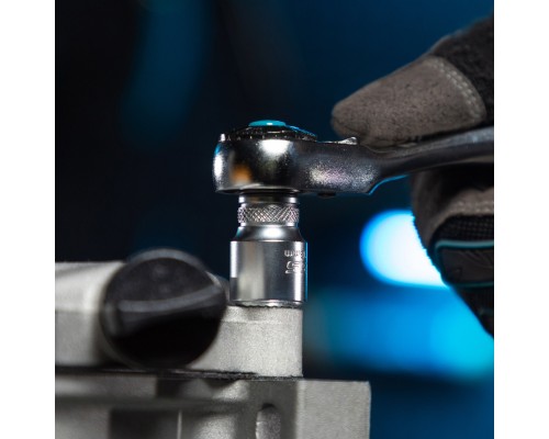 Набор торцевых головок, трещотка 120 зубьев, 1/4", CrV, 12 предметов Gross