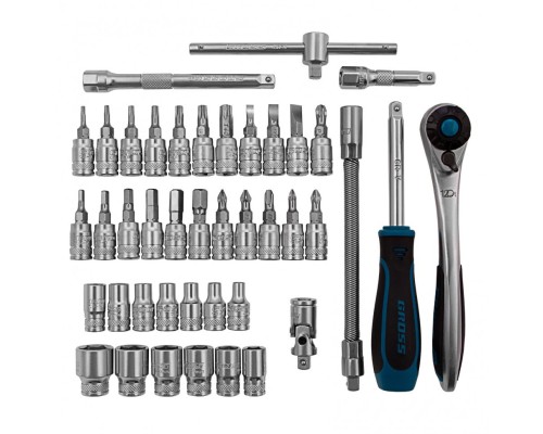 Набор инструментов, 1/4", CrV, 120 зубьев, 42 предмета Gross Набор инструментов, 1/4", CrV, 120 зубьев, 42 предмета Gross