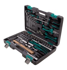 Набор инструментов, 1/2", 1/4", CrV, 12 гранные головки, пластиковый кейс, 76 предметов Stels