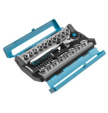 Набор торцевых головок, трещотка 120 зубьев, 1/2",3/8”, CrV, 36 предметов Gross