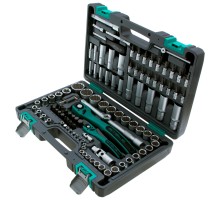 Набор инструментов 1/2", 1/4", CrV, 12 гранные головки, пластиковый кейс, 109 предмета Stels