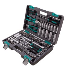 Набор инструментов, 1/2", 1/4", CrV, пластиковый кейс 69 предметов Stels
