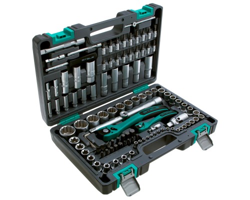 Набор инструментов 1/2", 1/4", CrV, 12 гранные головки, пластиковый кейс, 109 предмета Stels Набор инструментов 1/2", 1/4", CrV, 12 гранные головки, пластиковый кейс, 109 предмета Stels