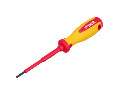 Отвертка Insulated, SL3 x 80 мм, CrMo, до 1000 В, двухкомпонентная рукоятка Matrix Professional Отвертка Insulated, SL3 x 80 мм, CrMo, до 1000 В, двухкомпонентная рукоятка Matrix Professional