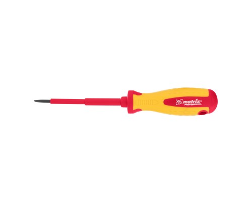 Отвертка Insulated, SL3 x 80 мм, CrMo, до 1000 В, двухкомпонентная рукоятка Matrix Professional Отвертка Insulated, SL3 x 80 мм, CrMo, до 1000 В, двухкомпонентная рукоятка Matrix Professional