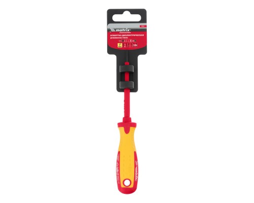 Отвертка Insulated, SL3 x 80 мм, CrMo, до 1000 В, двухкомпонентная рукоятка Matrix Professional Отвертка Insulated, SL3 x 80 мм, CrMo, до 1000 В, двухкомпонентная рукоятка Matrix Professional