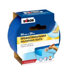 Малярная лента UNIBOB Профи 50 мм х 25 м для наружн. работ, синий