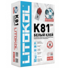 Клей, усиленный фиброволокном, для плитки, керамогранита и камня LITOFLEX K81 (класс С2 Е) 25кг