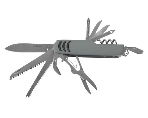 ЗУБР 12 в 1, обрезиненная рукоятка 90 мм, складной, многофункциональный нож (47780)