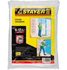 STAYER 4 м, 12,5 м, 12 мкм, защитная укрывочная пленка (1225-15-12)