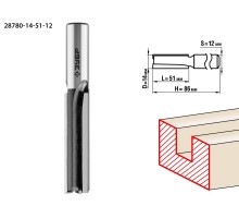 ЗУБР 14 x 51 мм, хвостовик 12 мм, фреза пазовая прямая, Профессионал (28780-14-51-12)