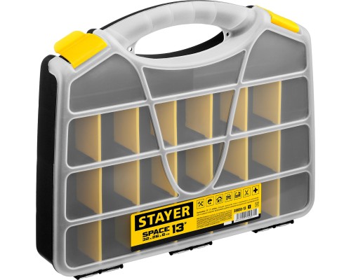 STAYER SPACE-13, 320 х 260 х 60 мм, (13″), пластиковый органайзер с 21 ячейкой (38038-13)