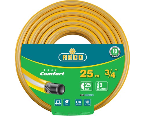 RACO COMFORT, 3/4″, 25 м, 25 атм, трёхслойный, армированный, поливочный шланг (40303-3/4-25)