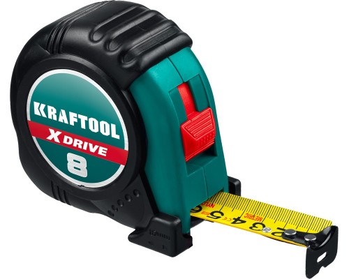 KRAFTOOL X-Drive, 8 м х 25 мм, рулетка (34122-08)