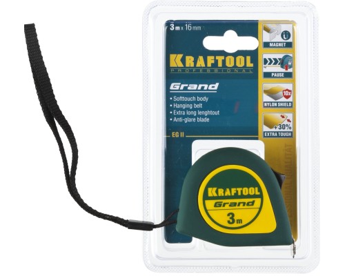 KRAFTOOL Grand, 3 м х 16 мм, рулетка (34022-03-16)