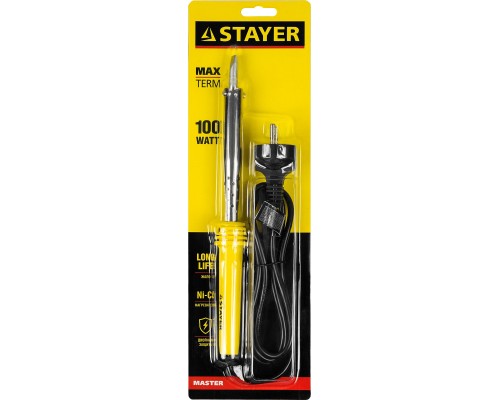 STAYER MAXTerm, 100 Вт, клин, электропаяльник с пластиковой рукояткой (55305-100)