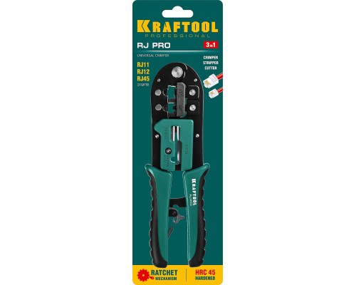 KRAFTOOL RJ-Pro, (RJ45, RJ11,RJ12), универсальный кримпер (22698)