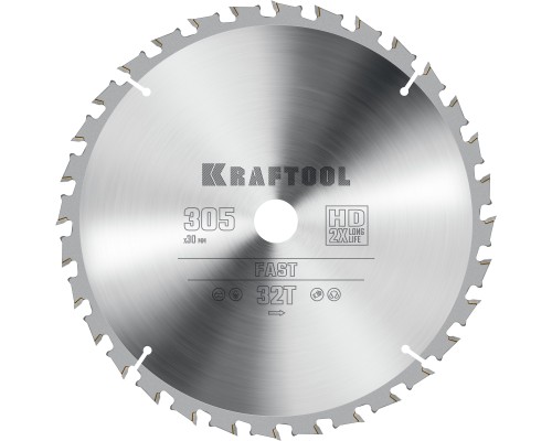 KRAFTOOL Fast, 305 х 30 мм, 32Т, пильный диск по дереву (36950-305-30)